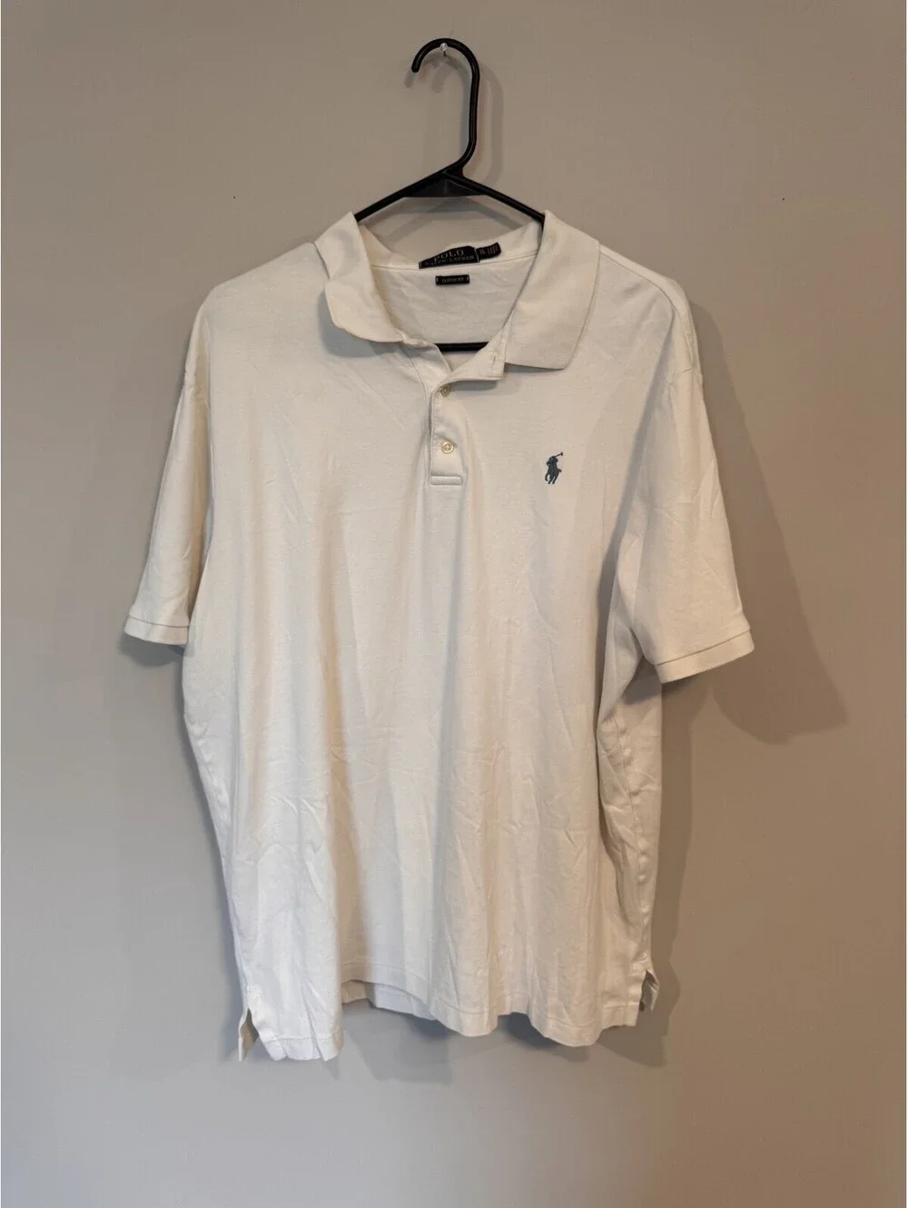 Polo Ralph Lauren Men's White Polo Shirt Navy Pony Logo Size XL